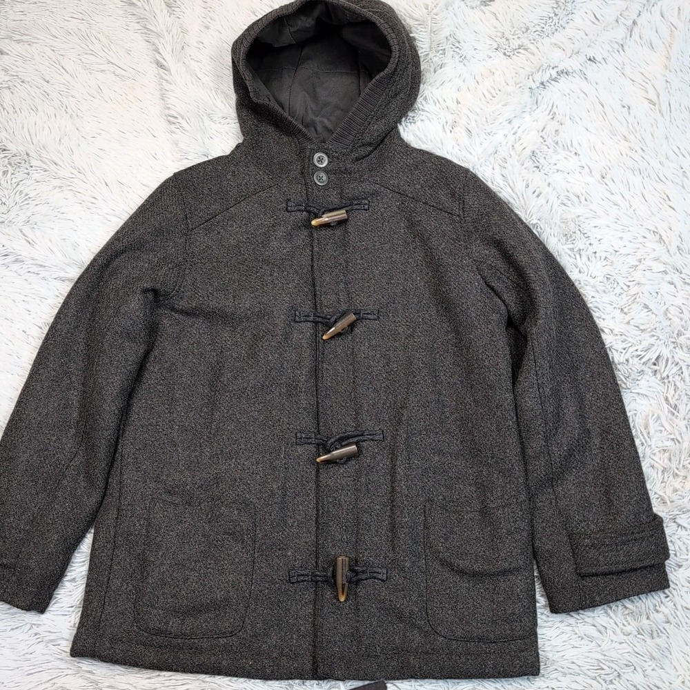Place Jacket Womens L Gray Hood Pockets Comfort‎ Soft Cozy Toggles Zip Up Preppy